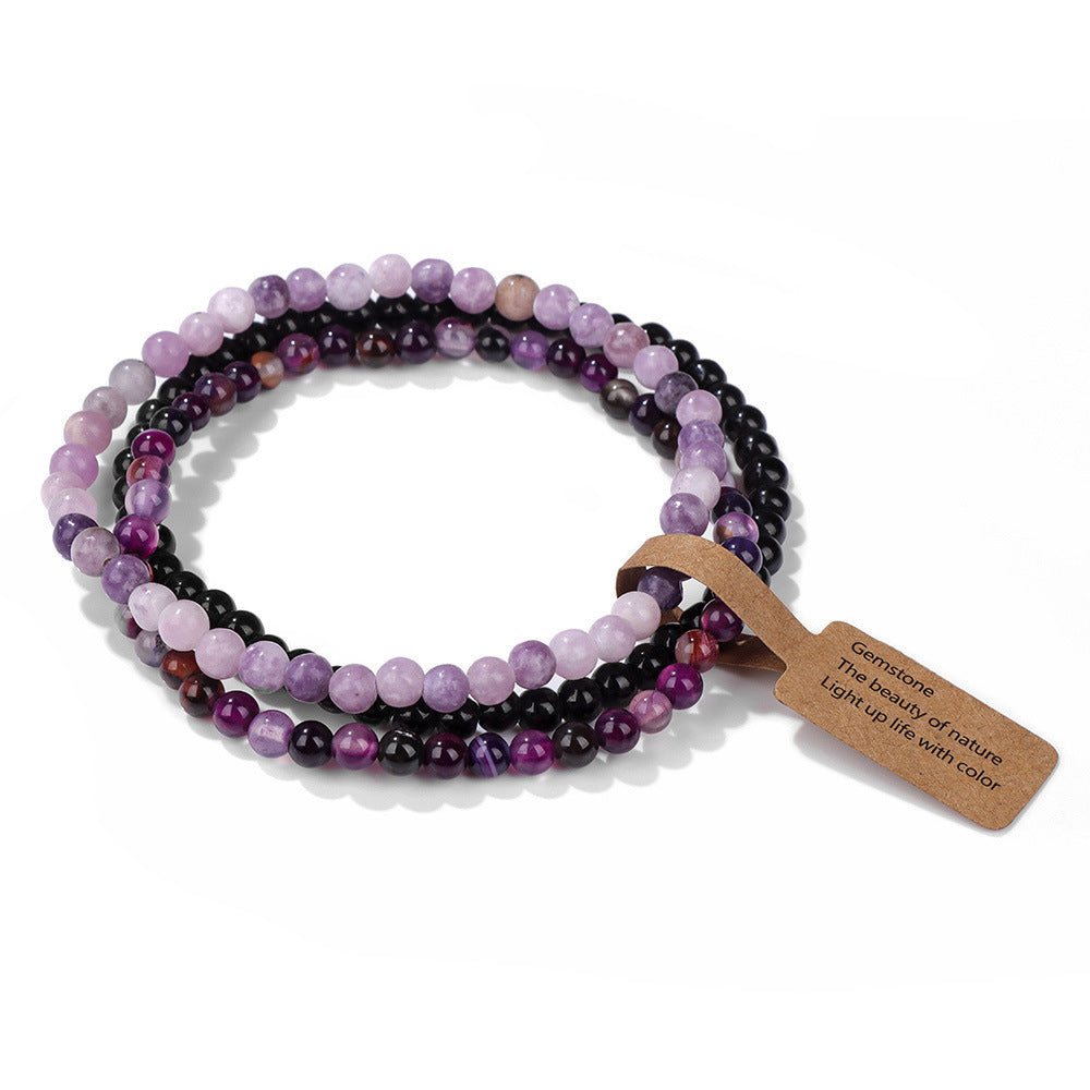 Vintage Geometric Agate Beaded Bracelet Unisex Natural Stone Jewelry