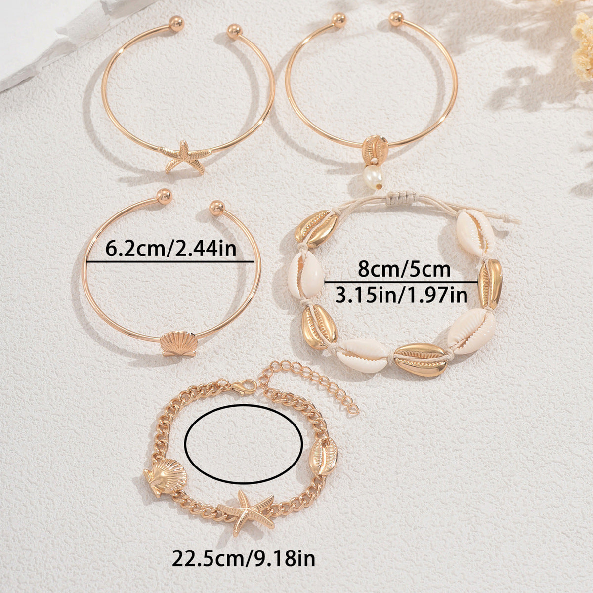 Bracciale da donna a tema oceano con stella e forme geometriche, lega di zinco, conchiglie e stelle intrecciate a mano, gioielli per feste in spiaggia e vacanze