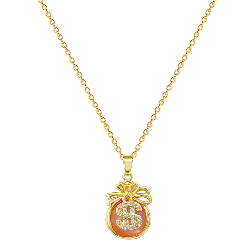 Collana Pendente Luna Geometrica Minimalista da Donna in Acciaio Inossidabile con Catena Delicata alla Clavicola e Strass Completi