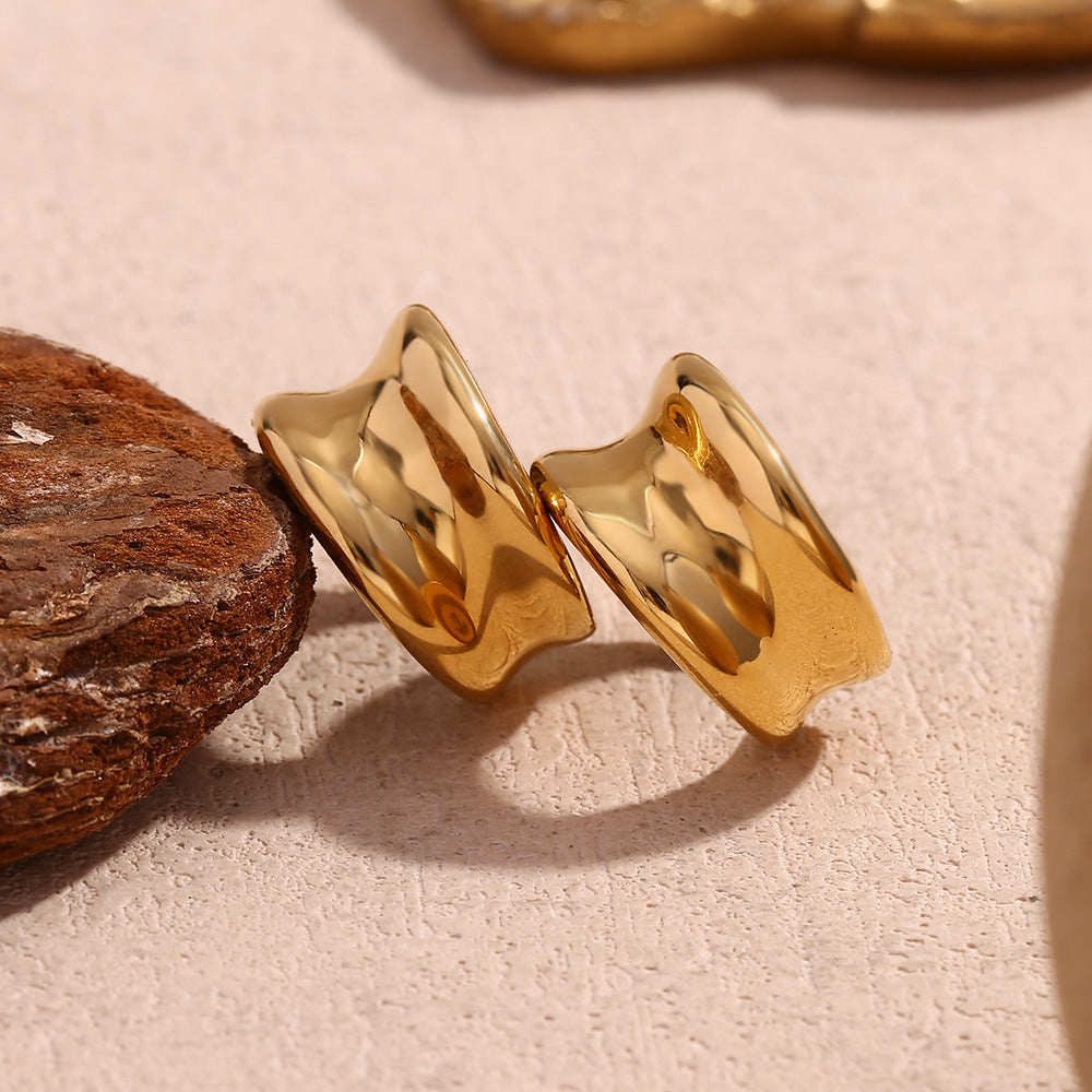 Pendientes Geométricos de Acero Inoxidable de Moda con Baño de Oro de 18K para Mujer