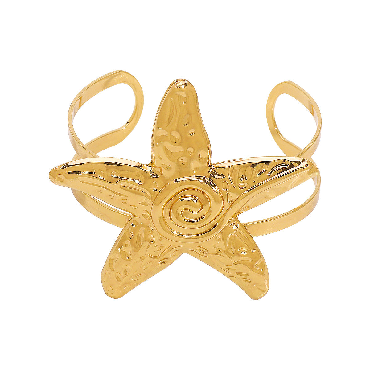 Audace bracciale rigido aperto a forma di stella marina in ferro con finitura galvanica per donna, stile per vacanze estive al mare