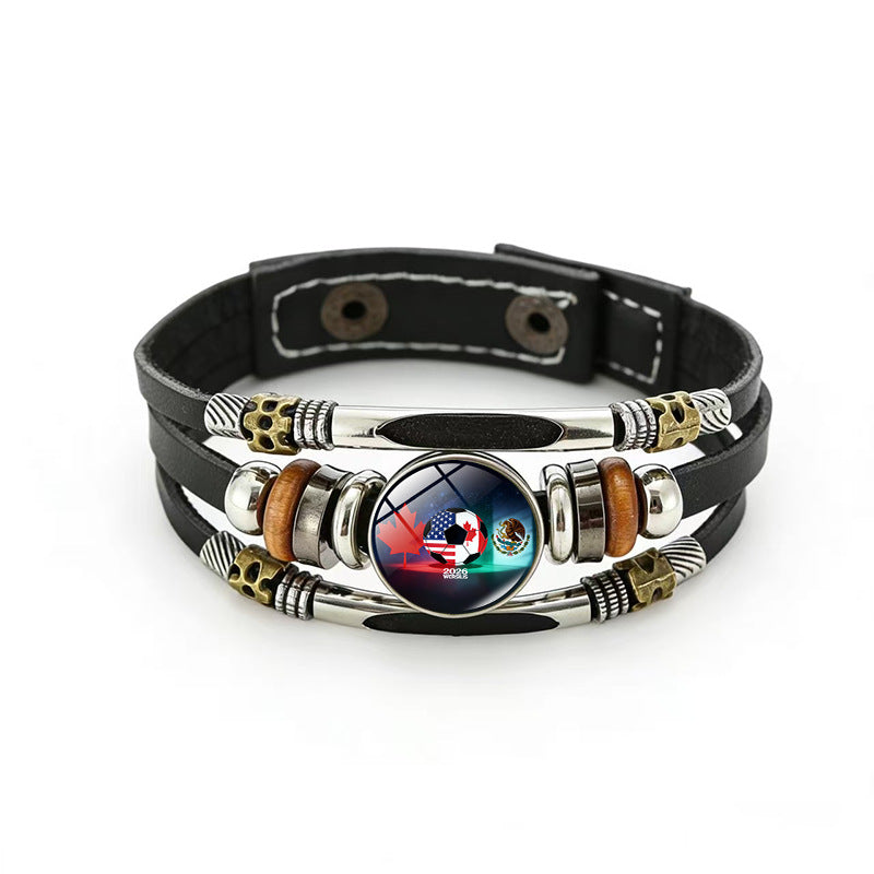 Bracciale in pelle placcato geometrico unisex