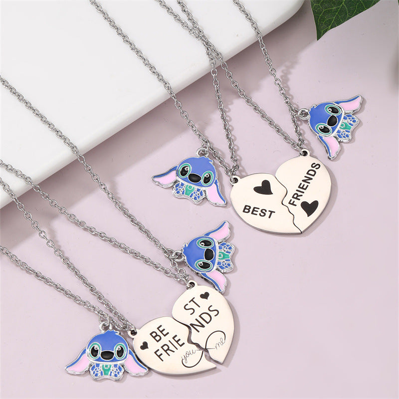 Collar minimalista de aleación con lazo y colgante de resina para niños, acabado esmaltado, cadena de cuentas redondas