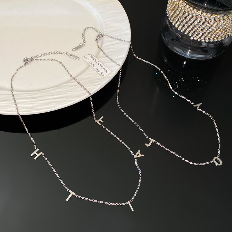 Elegant Letter Geometric Titanium Steel Plated Necklace for Women