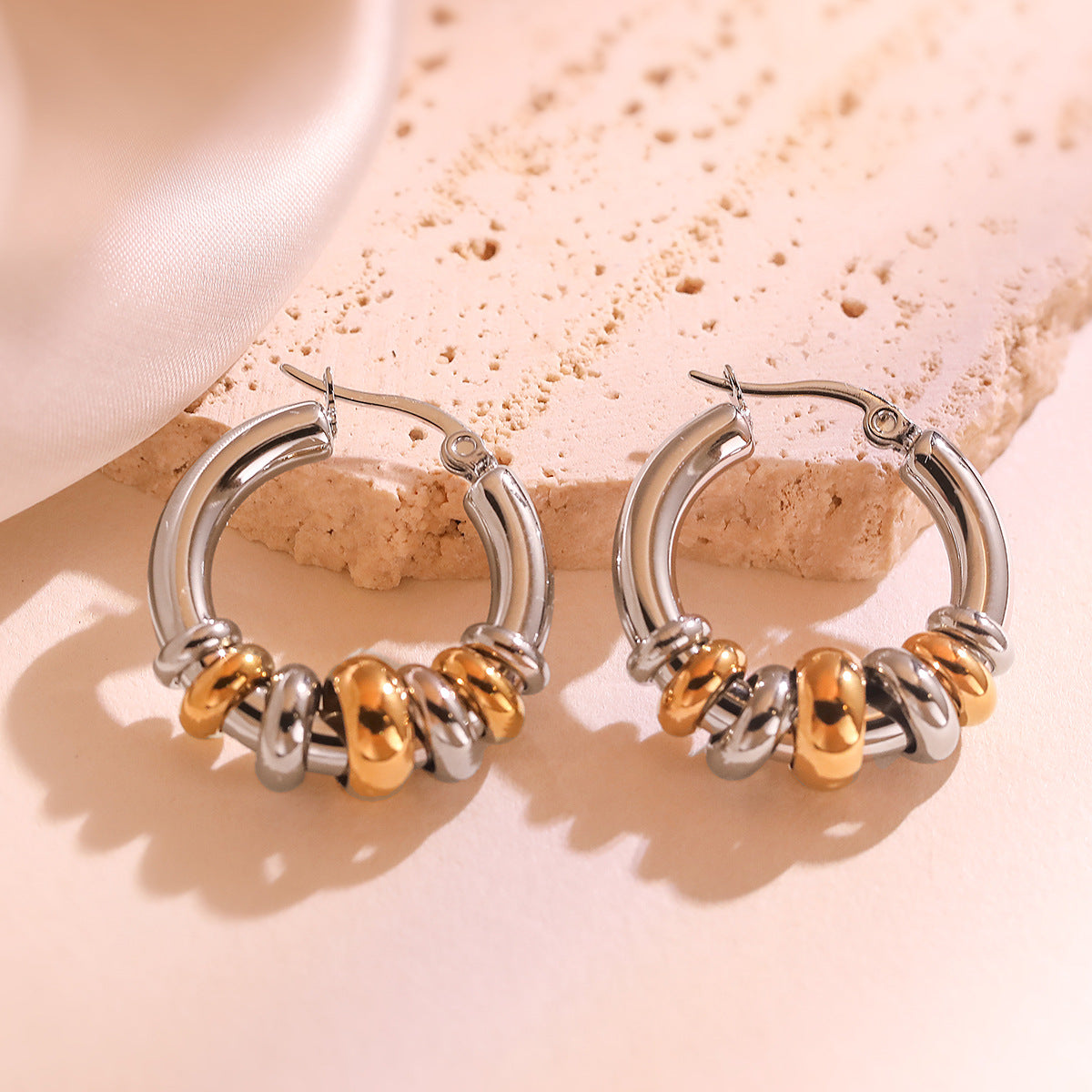 Minimalist Luxury 18K Gold Plated Geometric Stainless Steel Earrings for Women