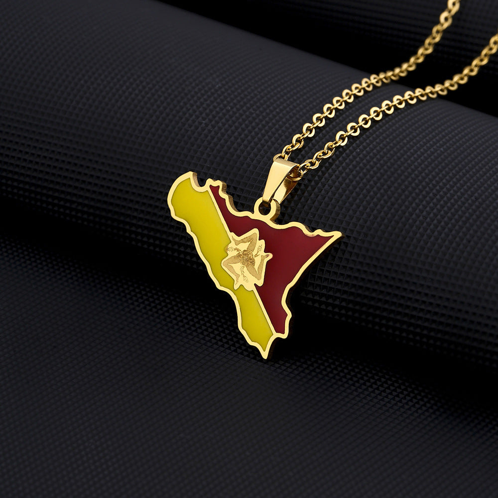 Collar con colgante geométrico de acero inoxidable con dije de acero de titanio y acabado chapado para mujeres y hombres