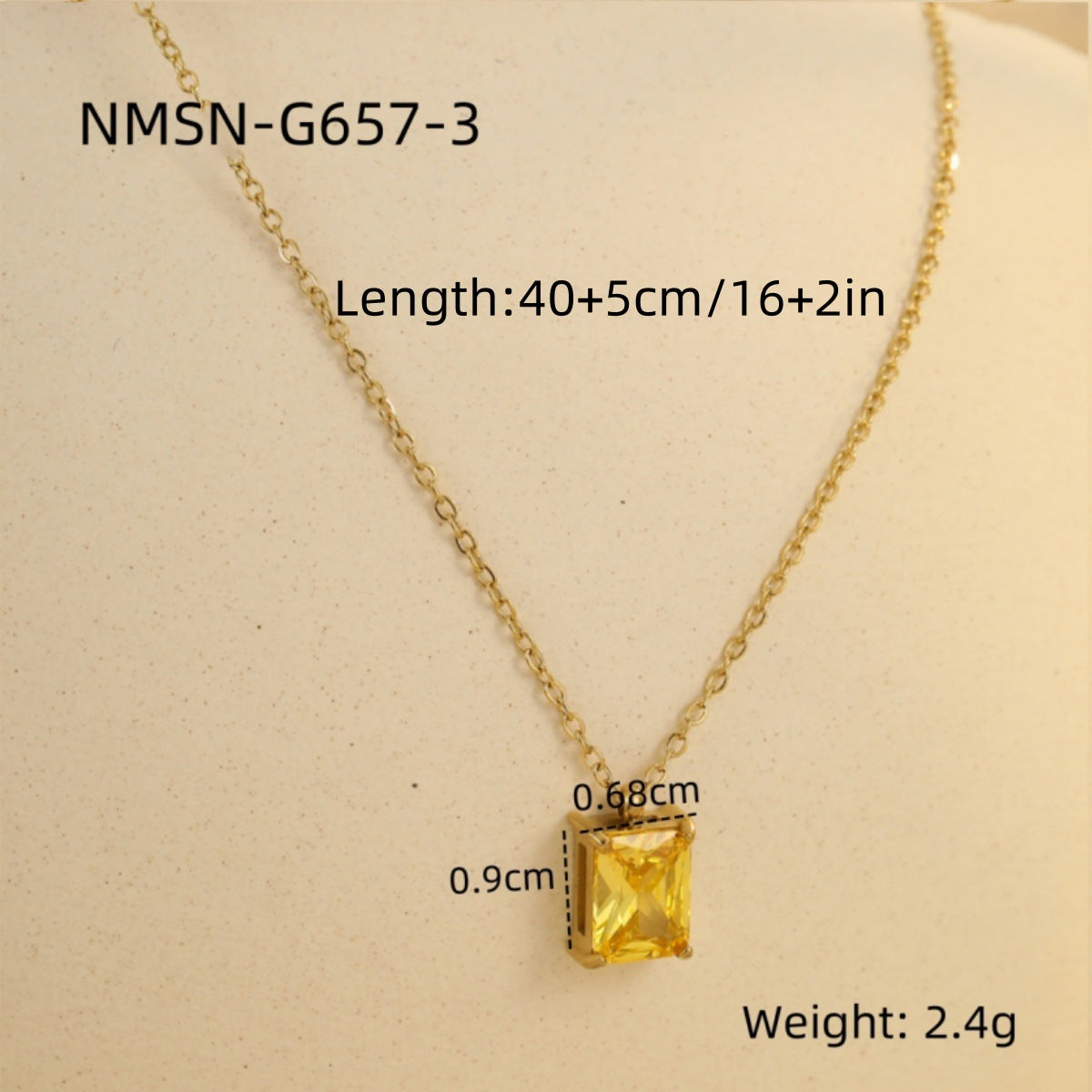 Minimalist Square Zirconia Pendant Necklace in Stainless Steel with Plated Finish for Women