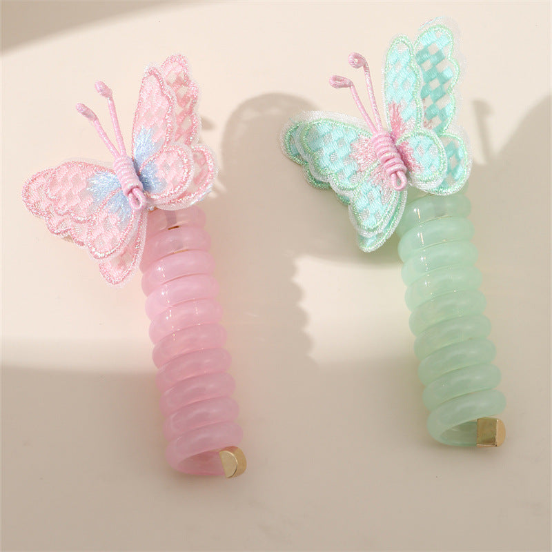 Rainbow Butterfly Hair Clip with Elastic Spring Cord for Girls Durable Silicone Hair Accessory