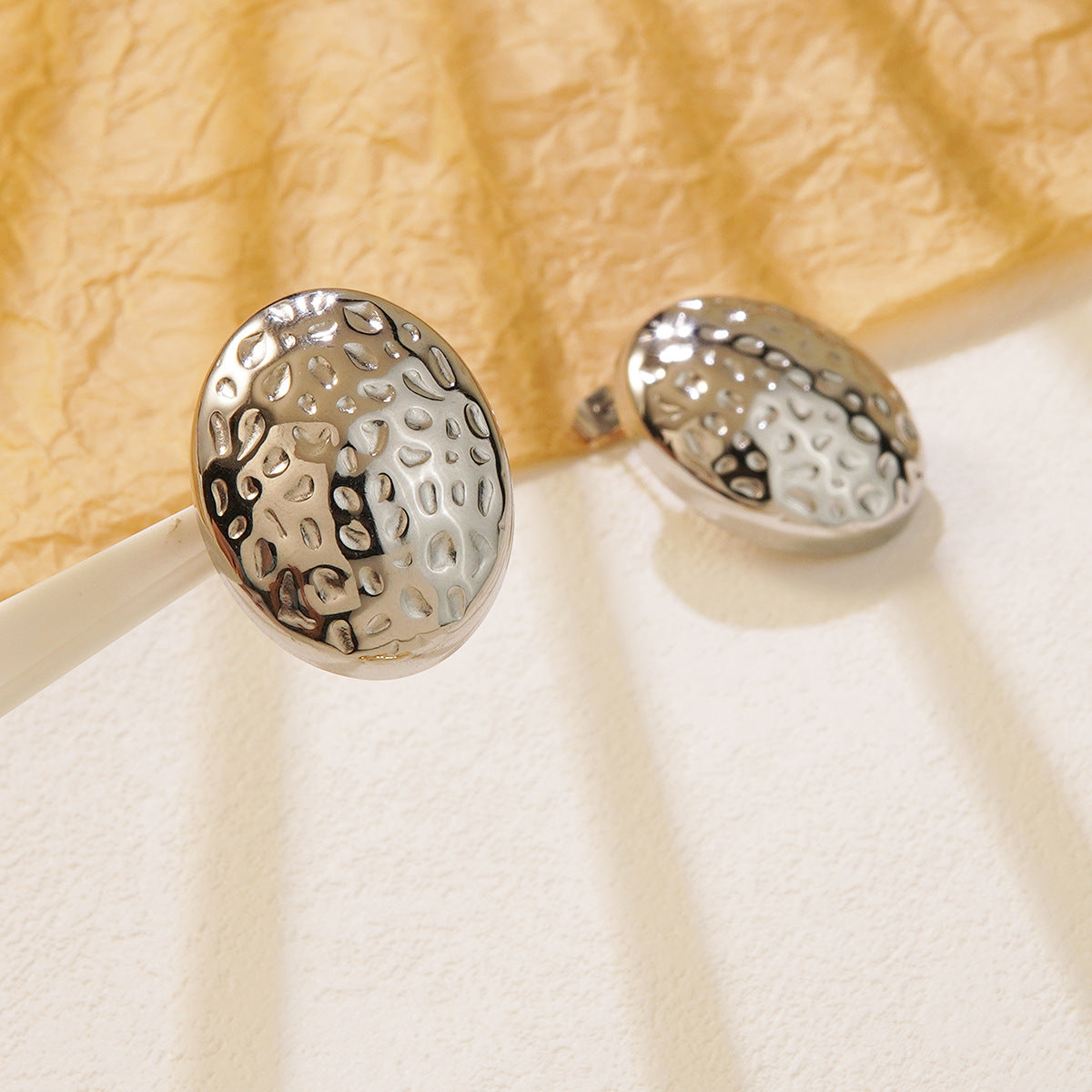 Luxury Geometric Oval Stainless Steel Stud Earrings for Women