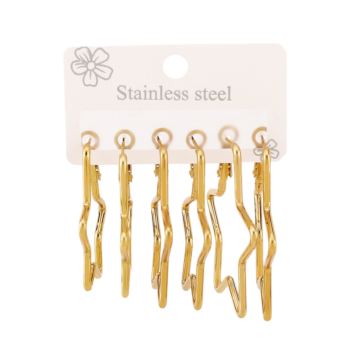 Minimalist Geometric Stainless Steel Earrings for Women with Plated Finish, Circular and Hexagonal Hoop and Stud Set