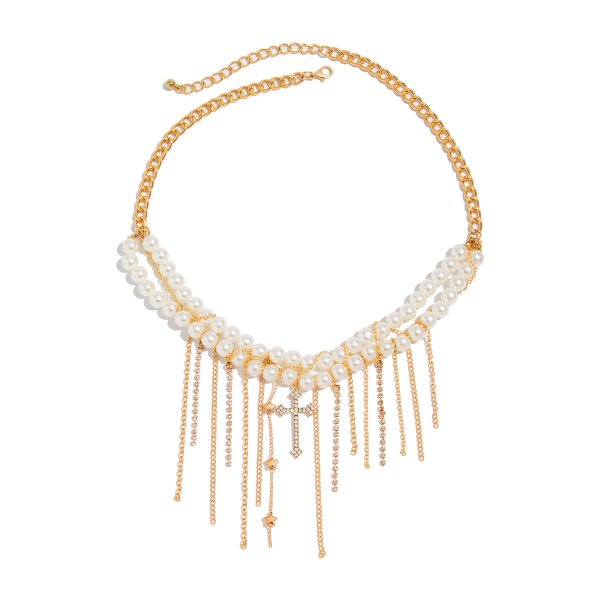 Luxury Geometric Alloy Pearl Pendant Necklace Plated Ball Chain Women's Jewelry