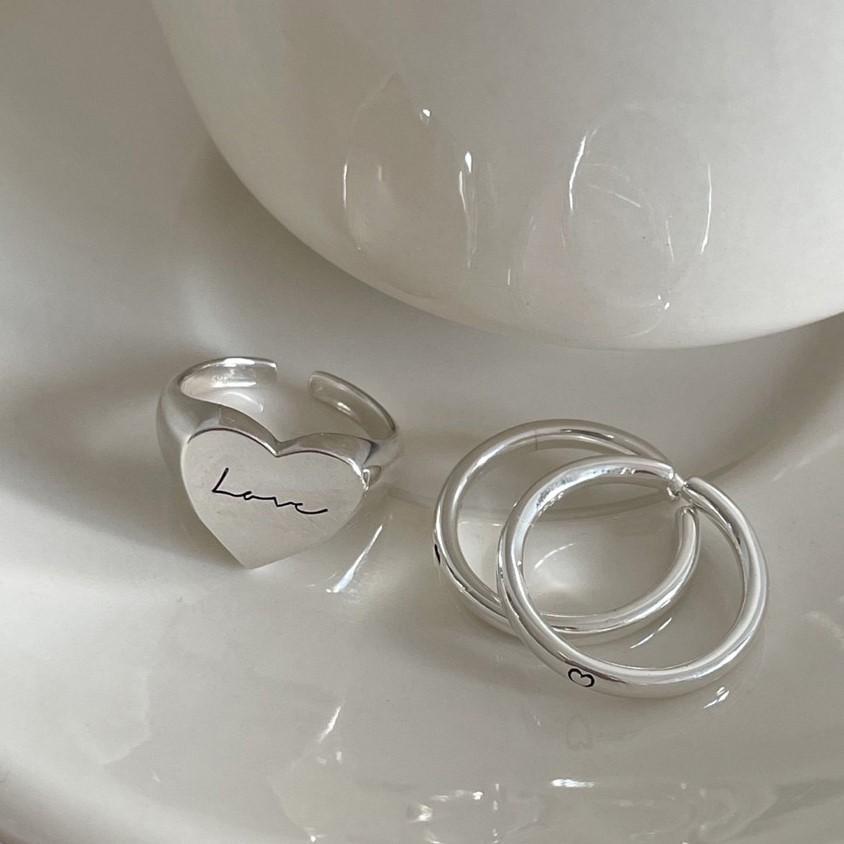 Anillo de plata de ley 925 con forma de corazón, diseño minimalista, para mujer