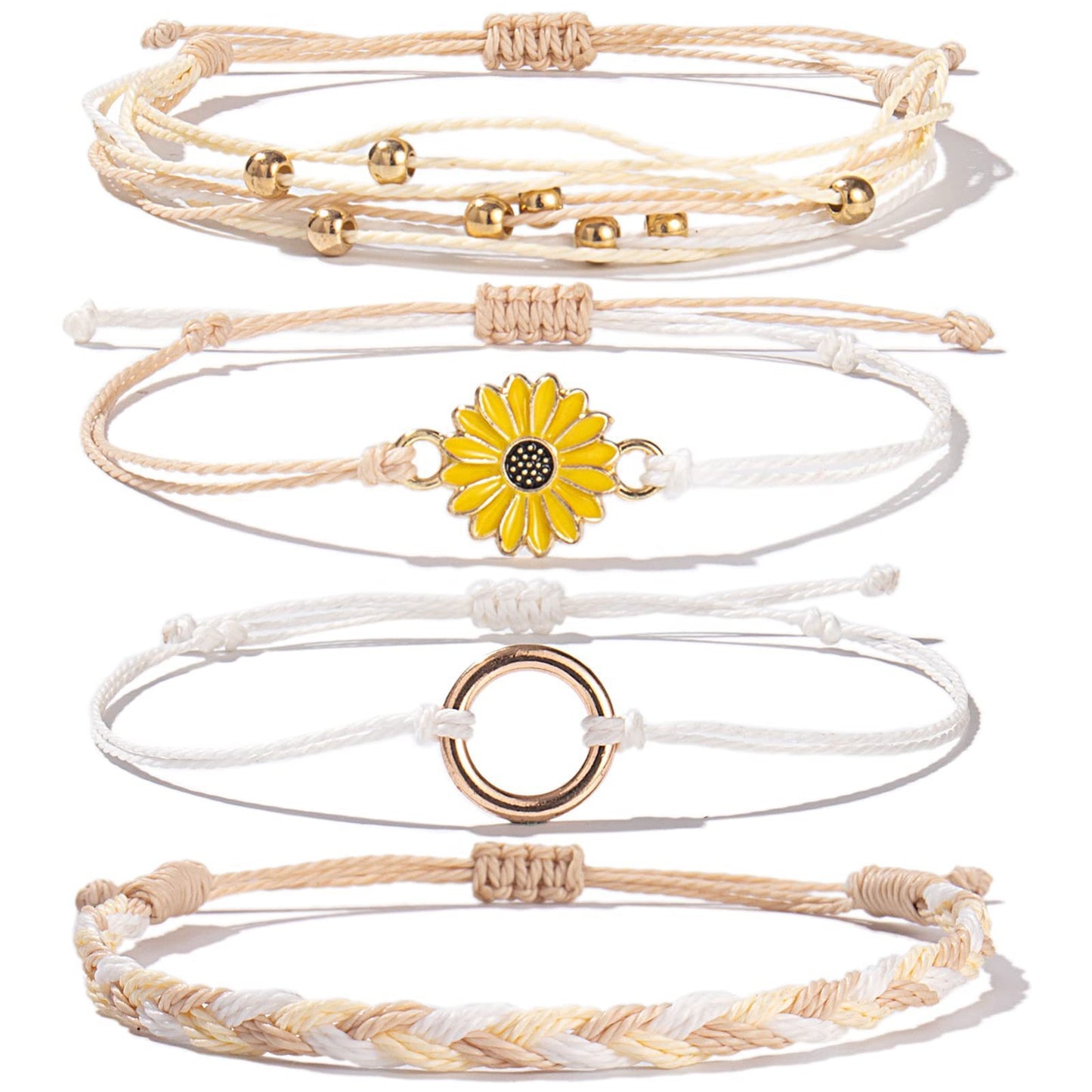 Bohemian Floral Sunflower Handmade Woven Bracelet for Women