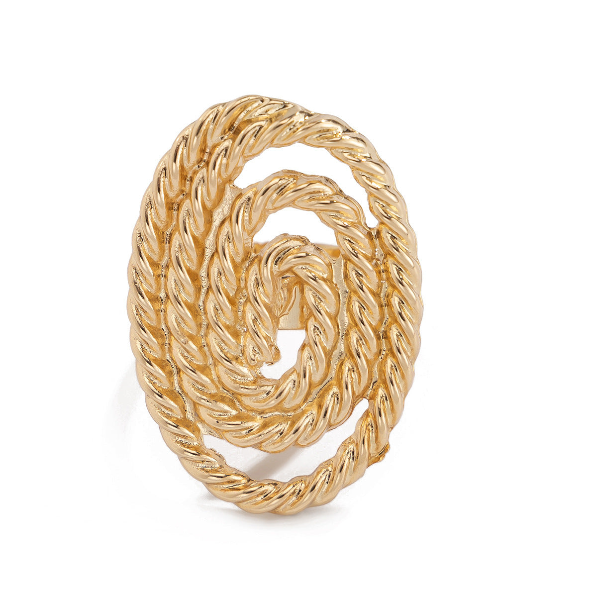 Elegant Geometric Oval Alloy Ring with Wavy Acrylic Pearl Design