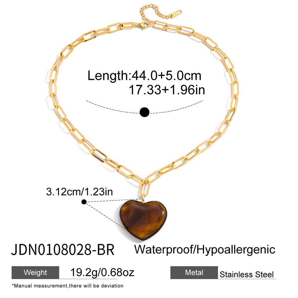 Collana con Ciondolo a Cuore Minimalista in Acciaio al Titanio Placcato per Donna, Catena Leggera da Abbinare a Strati