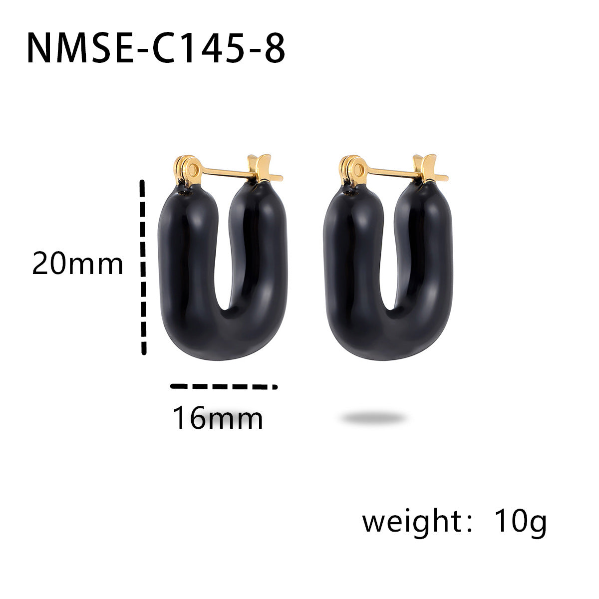 Orecchini a Perno da Donna in Acciaio Inossidabile con Smalto a Forma di Cuore Minimalista, con Design Geometrico e Ondulato