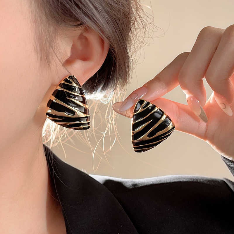 Elegant Drip Oil Triangle Geometric Stainless Steel Stud Earrings