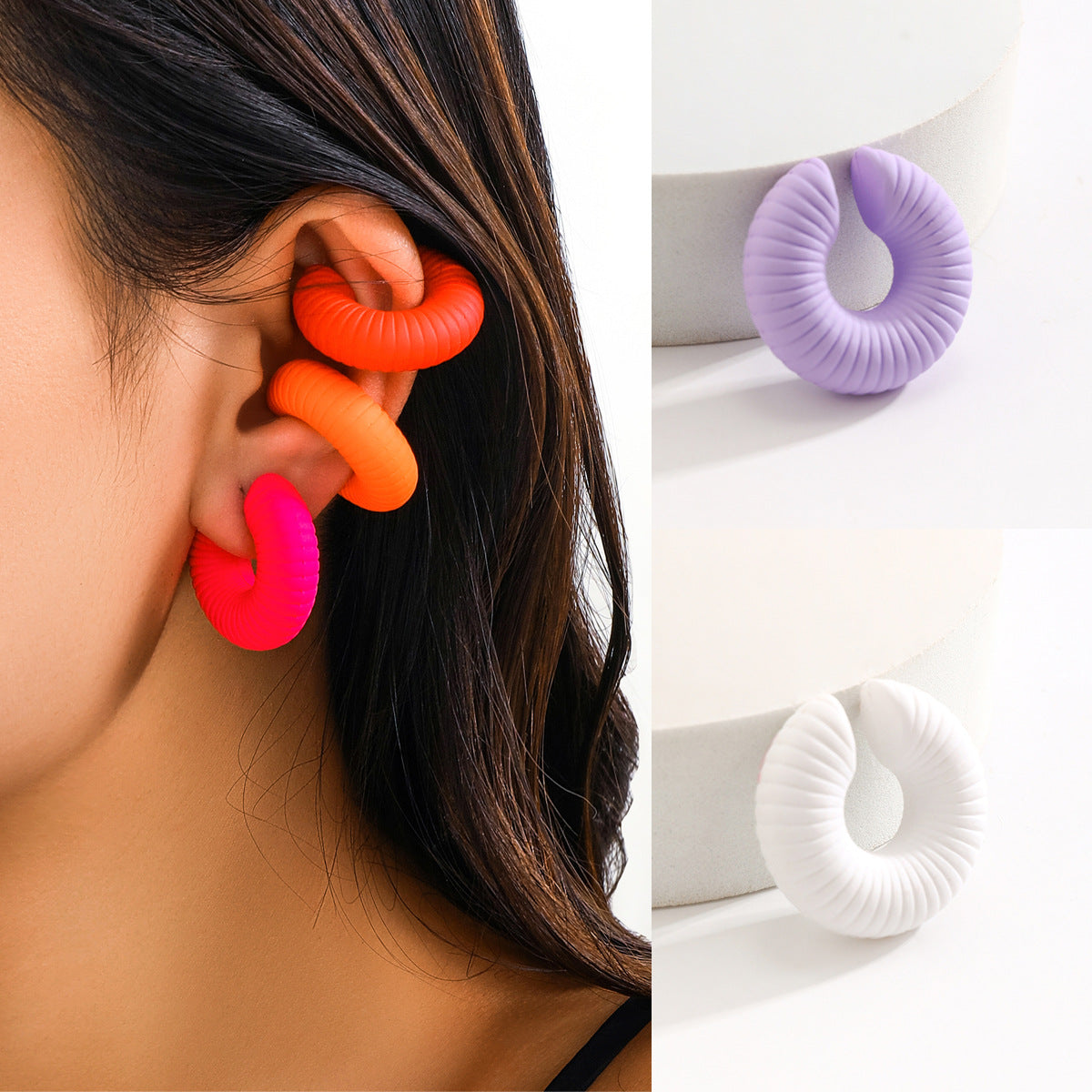 Orecchini a Cerchio geometrici da Donna in Metallo con Finitura Placcata