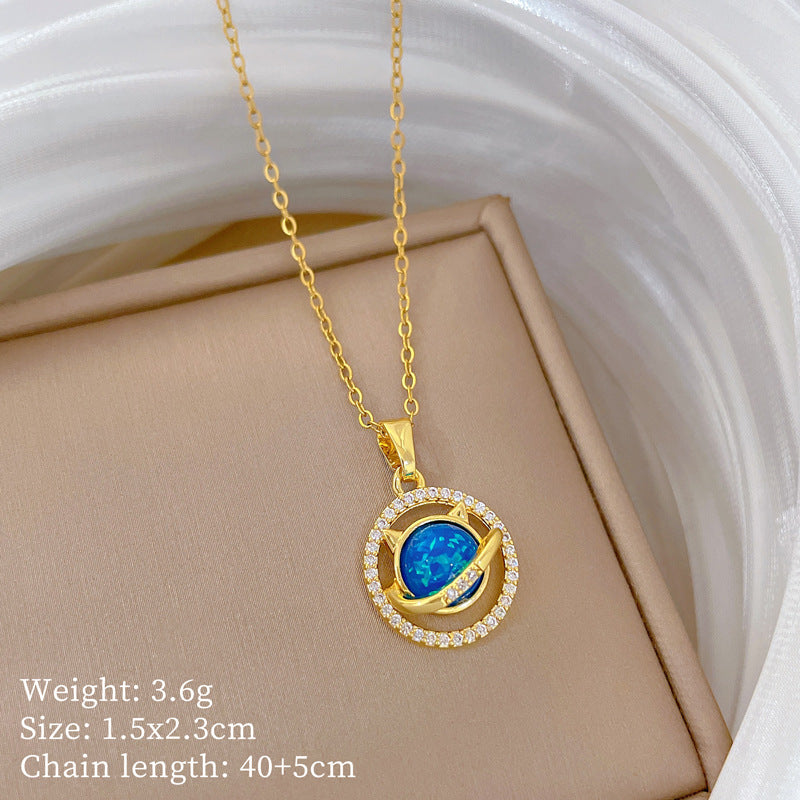 Sweet Minimalist Cross Micro-Inlaid Cubic Zirconia Brass Pendant Titanium Steel Necklace for Unisex