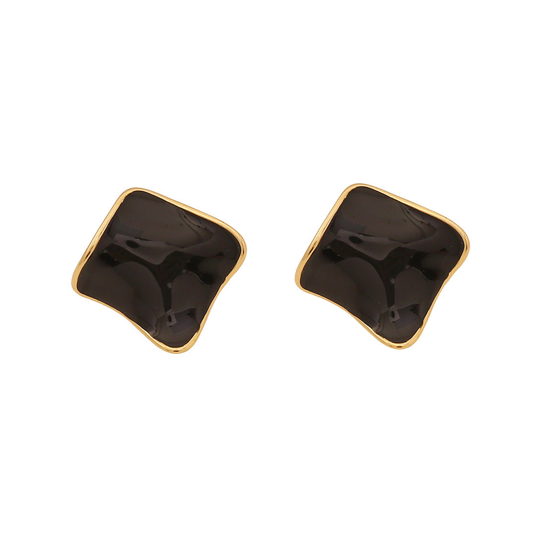 Fashionable Floral Geometric Stainless Steel Stud Earrings with Enamel Finish for Women