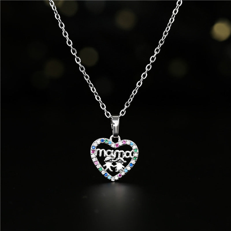 Heart Geometric Brass Pendant Necklace Cable Chain for Women