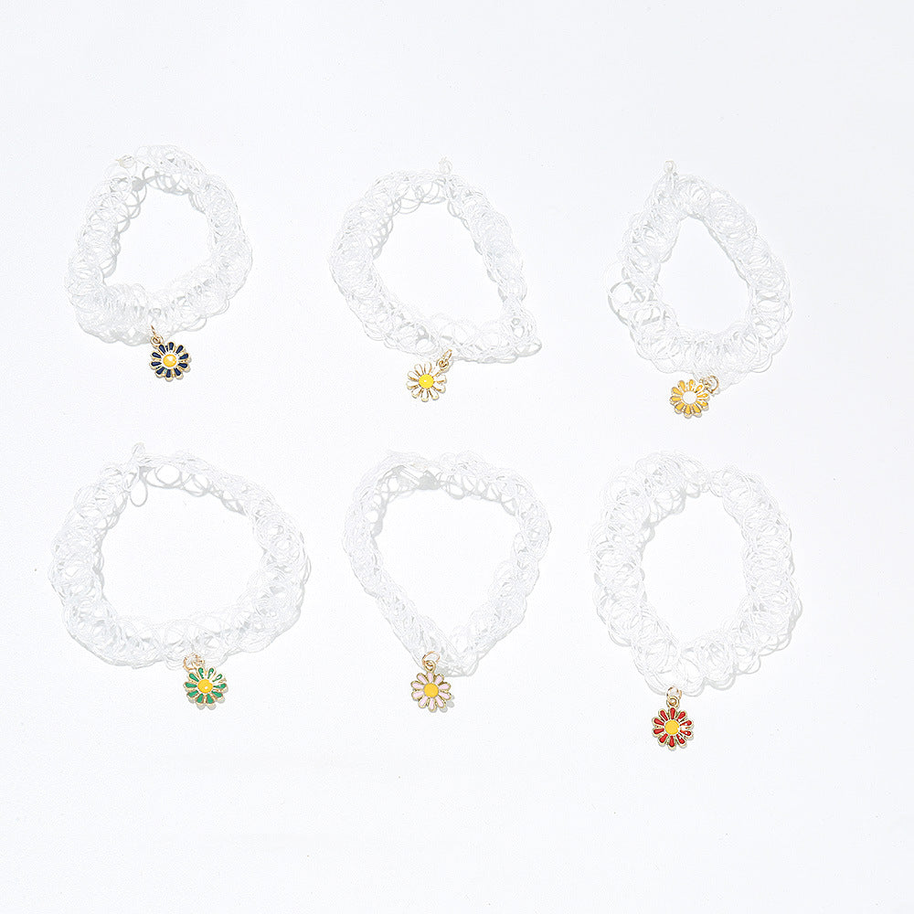 Bracciale in lega minimalista a forma di margherita per bambine dai 6 ai 10 anni, design floreale, accessorio estivo