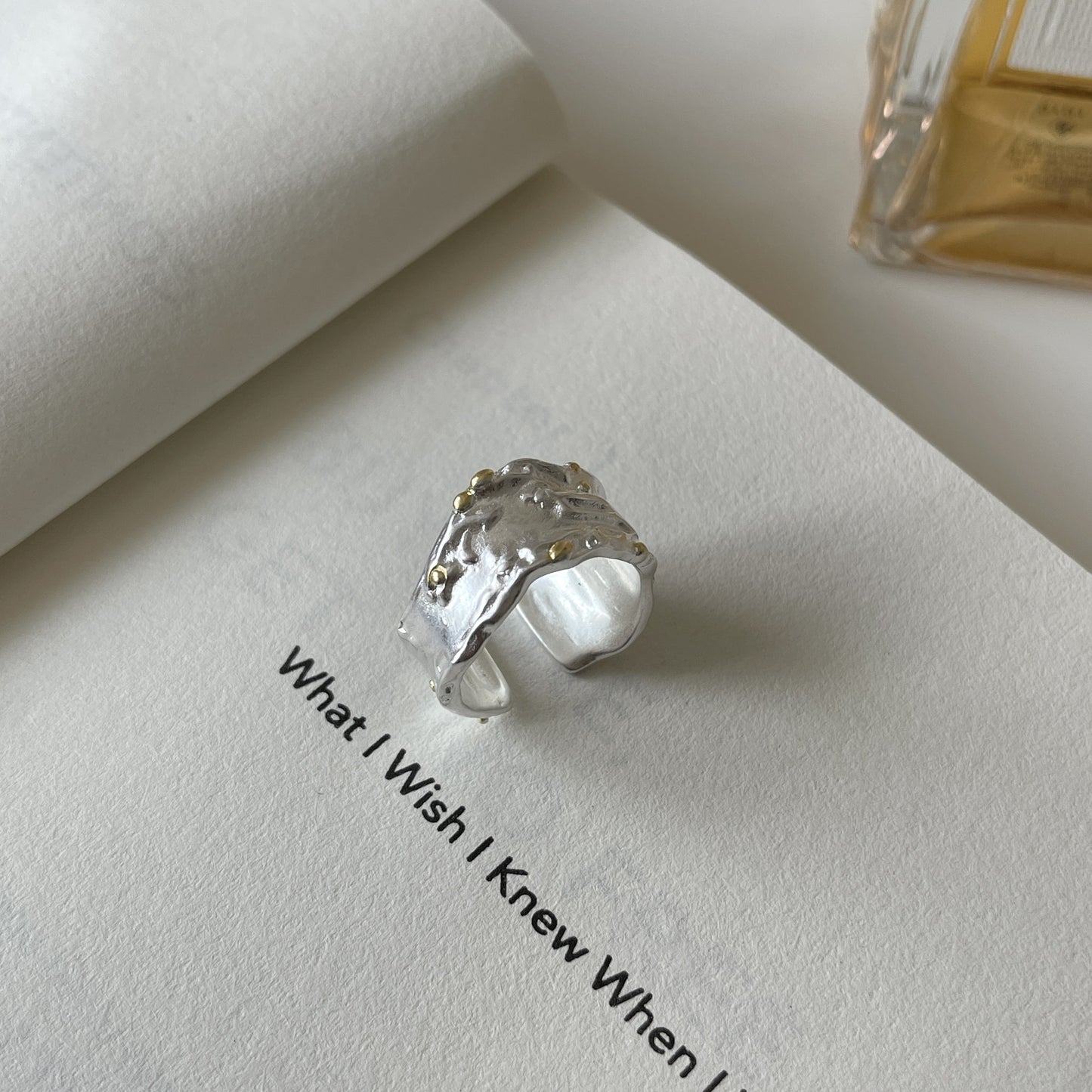 Irregular Textured Wrinkled S925 Sterling Silver Ring for Women Original Design