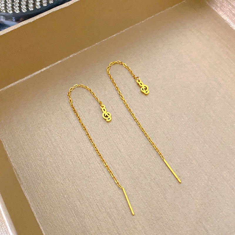 Minimalist Elegant Floral Titanium Steel Drop Earrings for Women