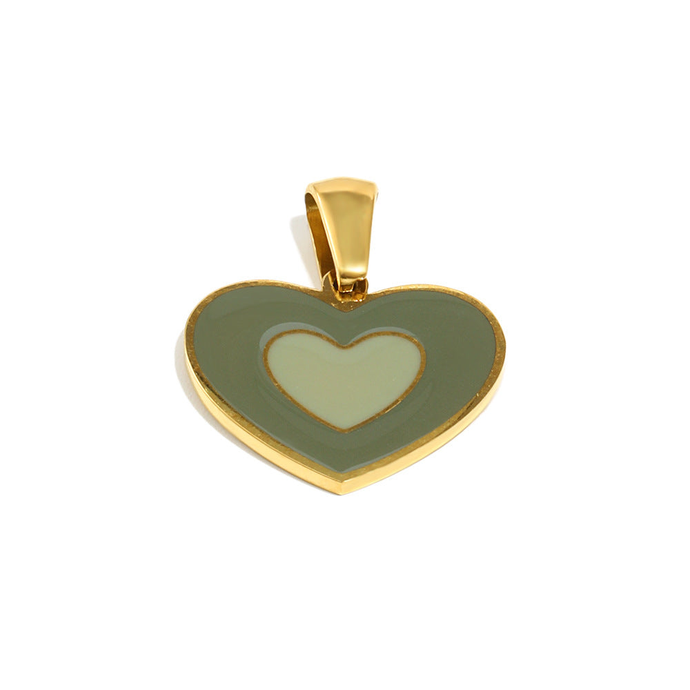 Sweet Heart Shape Stainless Steel Drip Oil 18K Gold Plated Charm Bar