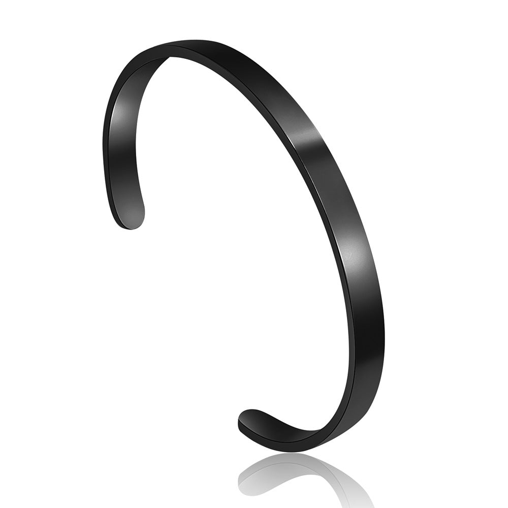 Adjustable C-Shape Geometric Round Titanium Steel Plated Bracelet for Men and Women
