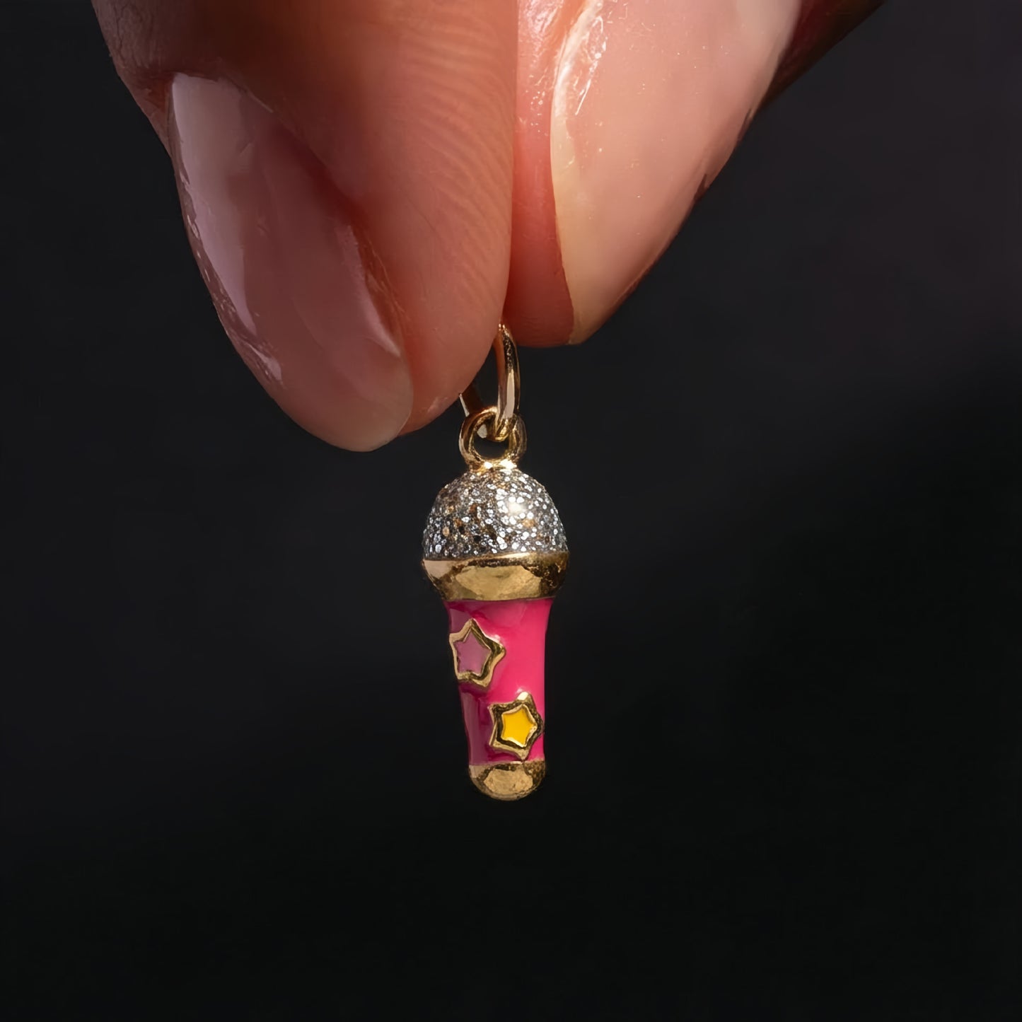 Vintage 18K Gold Plated Stainless Steel Floral Fish Charm Bar