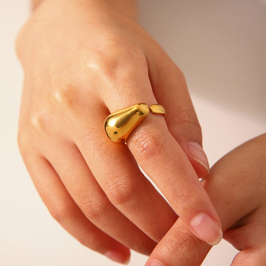 Geometric Open Ring for Women Made of Stainless Steel with Vacuum Plating Finish