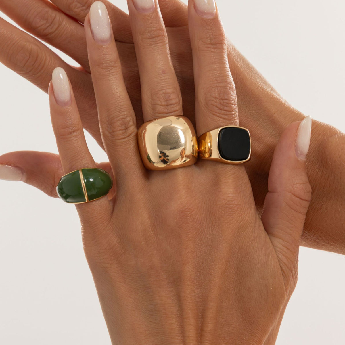 Minimalist Punk Geometric Round Zinc Alloy Drip Oil Plated Ring for Women
