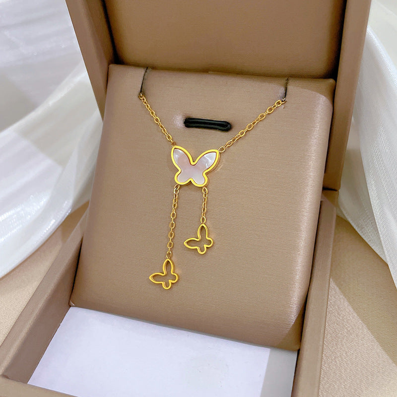 Geometric Minimalist Titanium Steel Plated Necklace with Stainless Steel 304 Pendant for Unisex