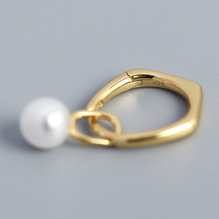 Orecchini a perno geometrici vintage in argento sterling S925 da donna con dettaglio lineare