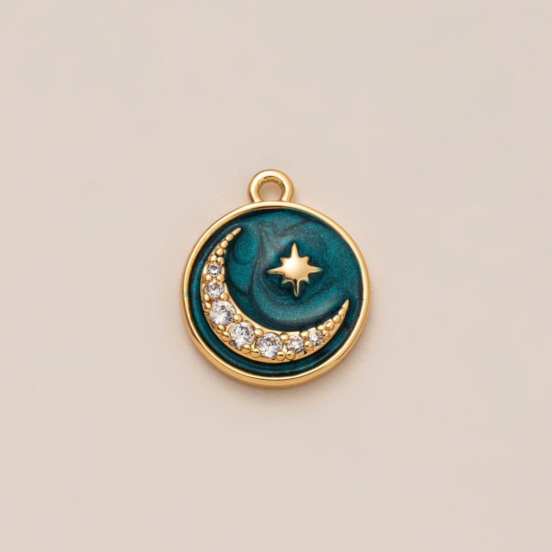 Minimalist Sweet Plated Brass Star Moon Charm Bar for Bag DIY Pendant