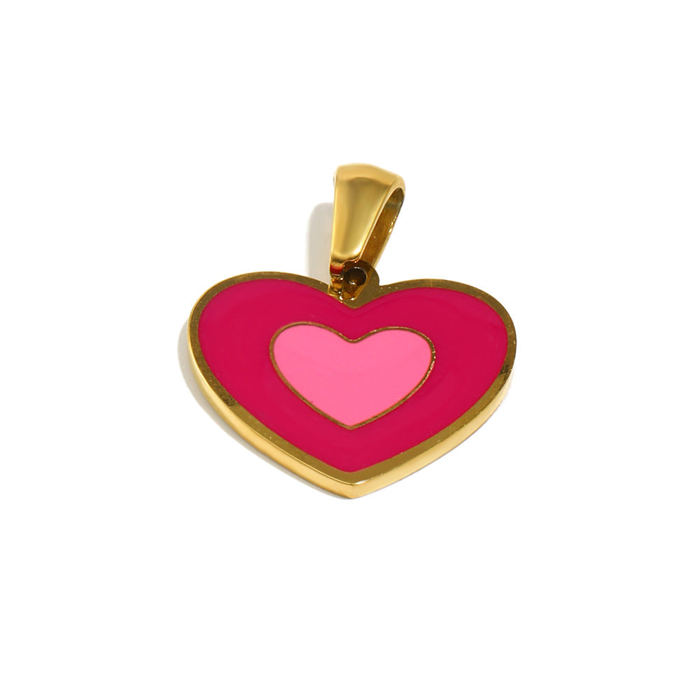 Sweet Heart Shape Stainless Steel Drip Oil 18K Gold Plated Charm Bar