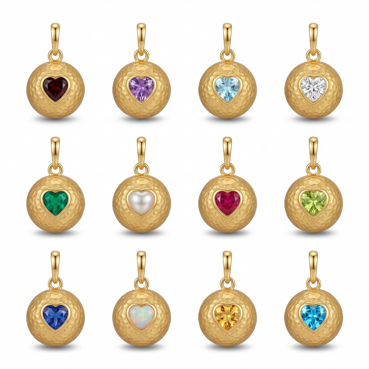 Vintage 14K Gold Plated Heart Cubic Zirconia Brass Pendant Charm Bar