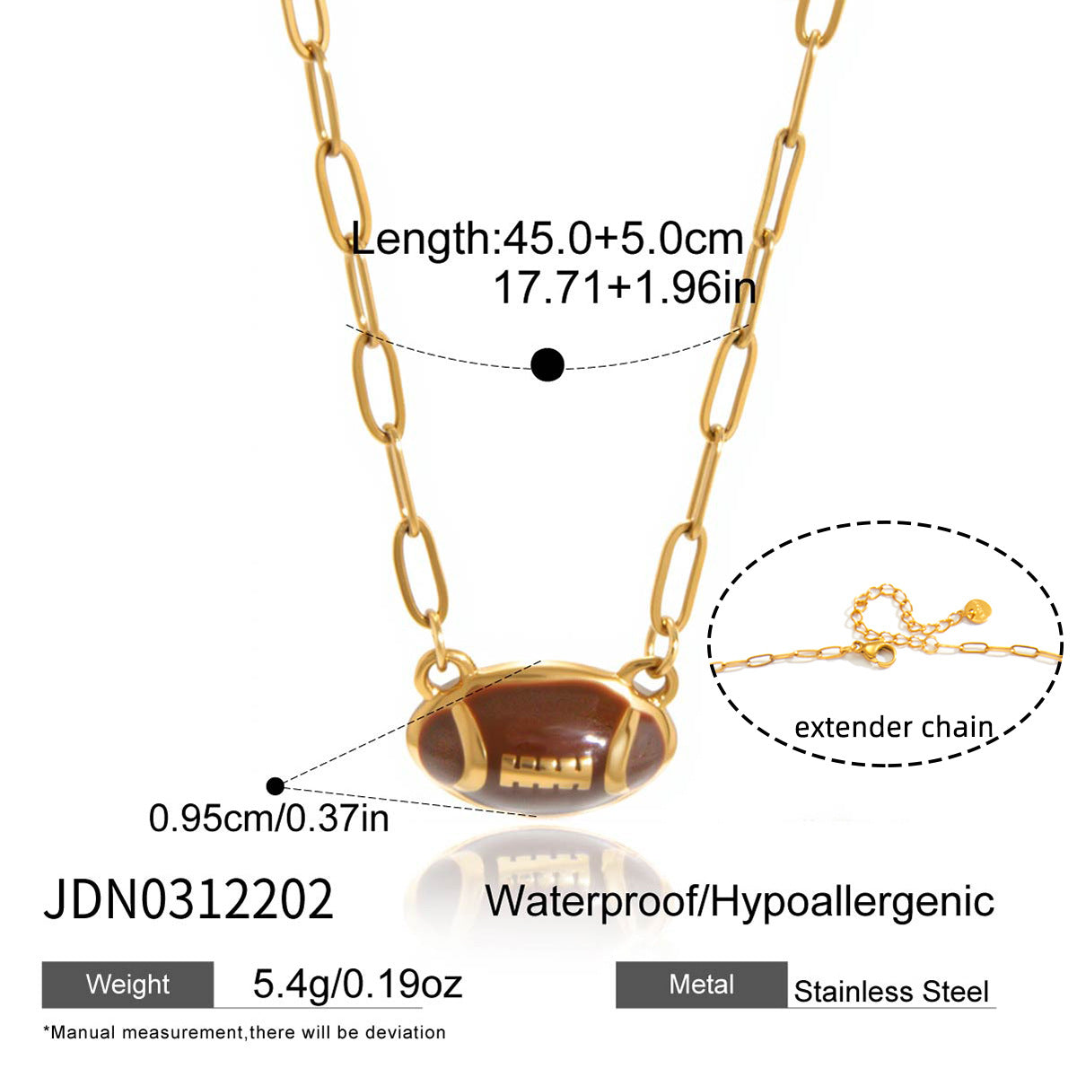 Geometric Drip Oil Stainless Steel Soccer Necklace for Women