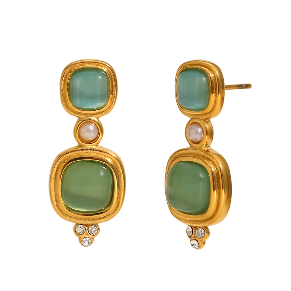 Orecchini da donna alla moda in acciaio inossidabile con geometria placcati in oro 18 carati