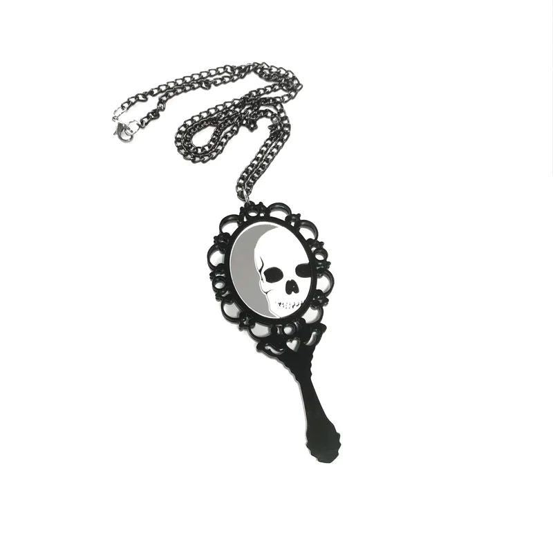 Collar gótico vintage con colgante de calavera para mujer con dije de esqueleto de acrílico y acabado hecho a mano