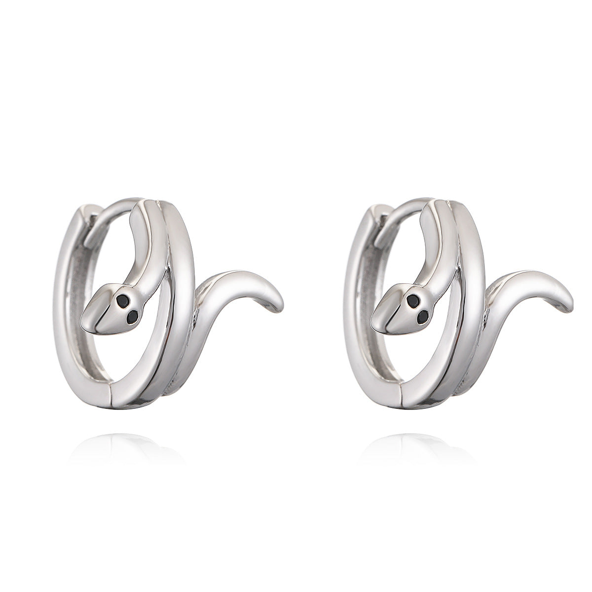 Minimalist Retro Snake-Shaped Hoop Earrings for Women Made of Brass with 18K Gold Plating and Micro-Pavé Detailing