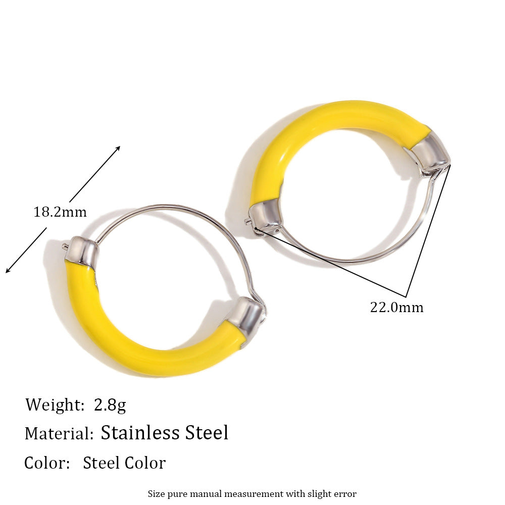 Geometric Fashion Ear Cuffs for Women Stainless Steel with 18K Gold Plating Enamel Finish