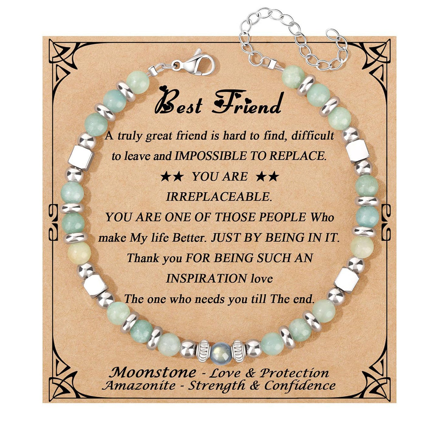 Fashion Stainless Steel Bracelet with 4mm Square Beads, Purple Imperial Stone and Lime Moonstone for Women