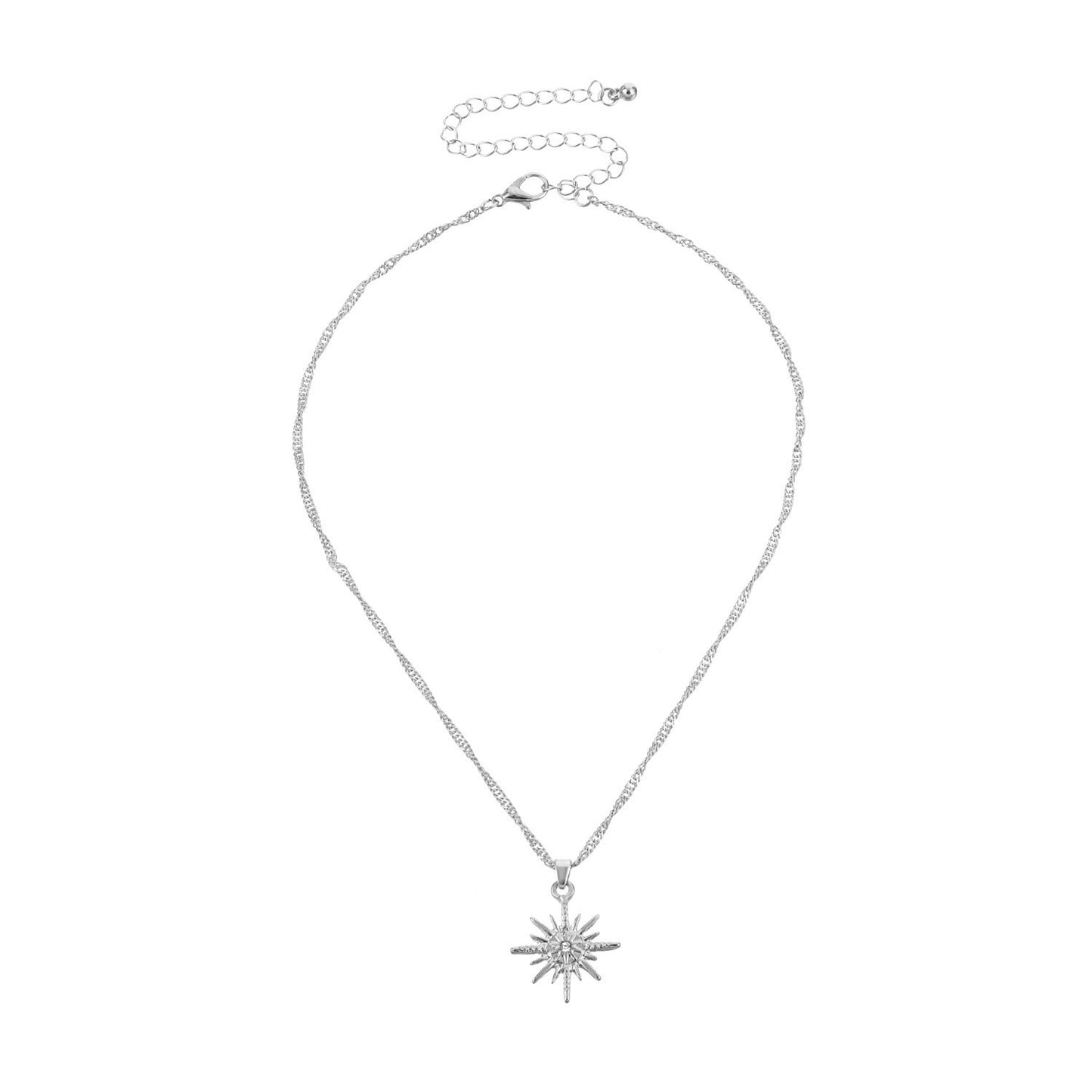 Leaf Pendant Necklace for Women Alloy Sun-Inspired Star Clavicle Chain Adjustable 21cm to 50cm