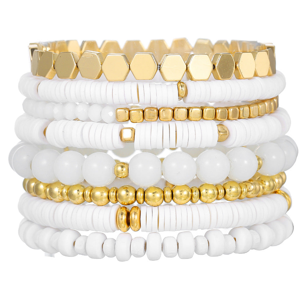 Minimalist Geometric Round Resin Plated Bracelet Unisex Fashion Stackable Bangle