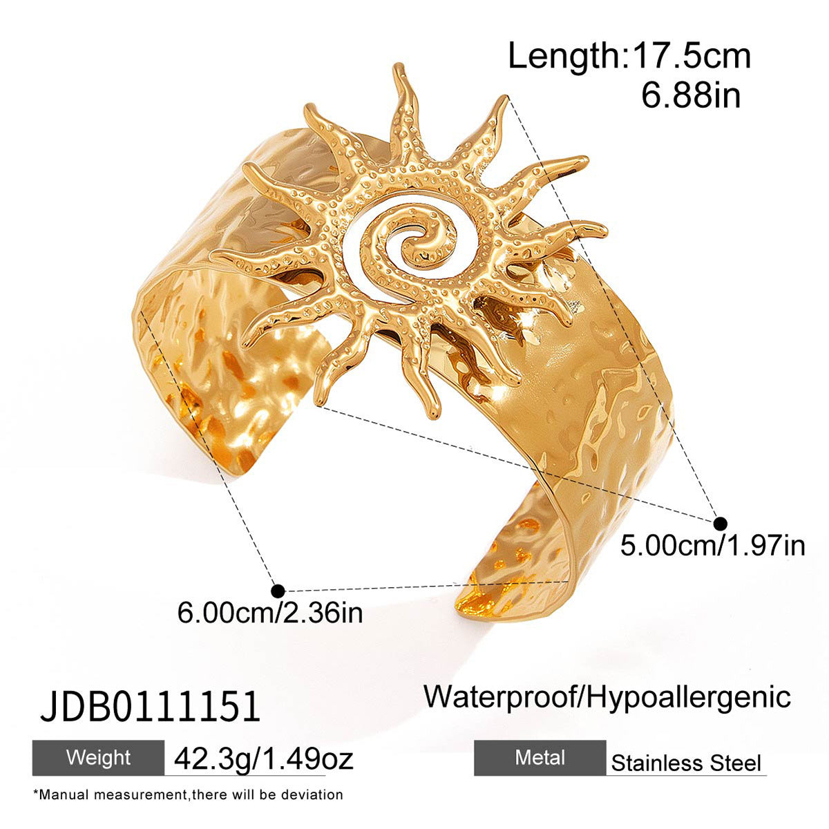 18K Gold Plated Stainless Steel Sun Bracelet