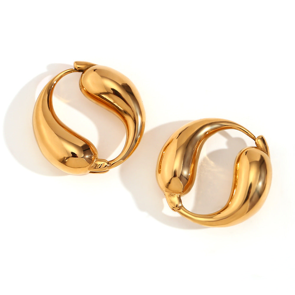 Orecchini a Cerchio Minimalisti Geometrici da Donna in Acciaio Inossidabile Placcato Oro 18K con Finitura Liscia