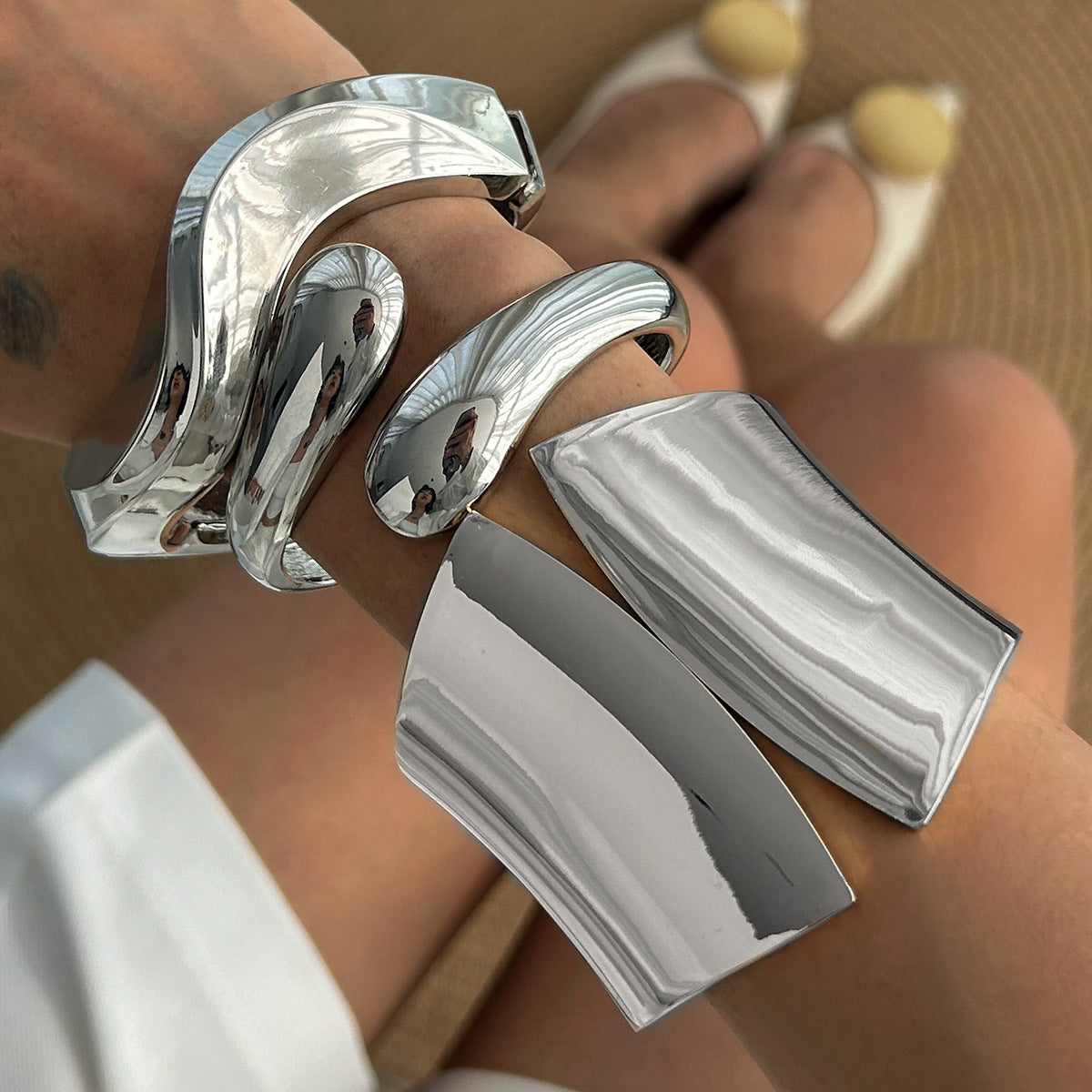 Minimalist Irregular Teardrop Zinc Alloy Plated Bracelet Set