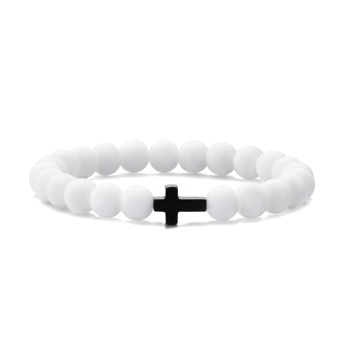 Men's Matte Agate Cross Bracelet